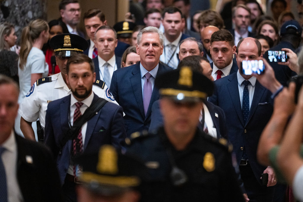 Kevin McCarthy swarmed by reporters after being ousted as speaker.
