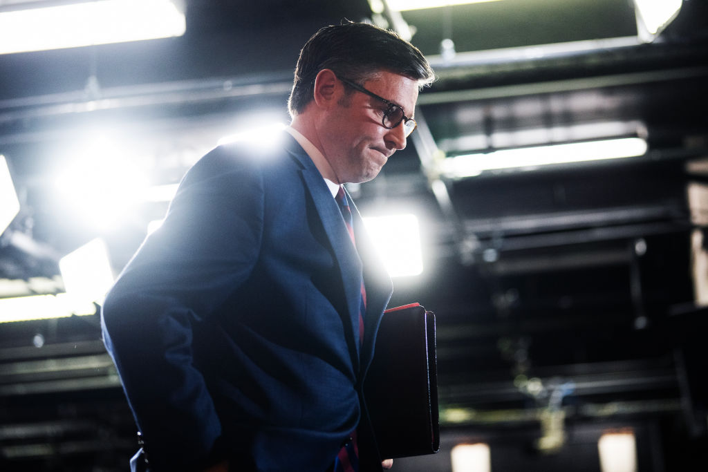 Speaker Mike Johnson said passing a standalone bill to pay U.S. troops during a shutdown would be akin to “dithering” on “show votes.”