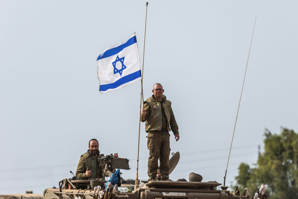 Israeli artillery forces are deployed near the Israel-Gaza border.