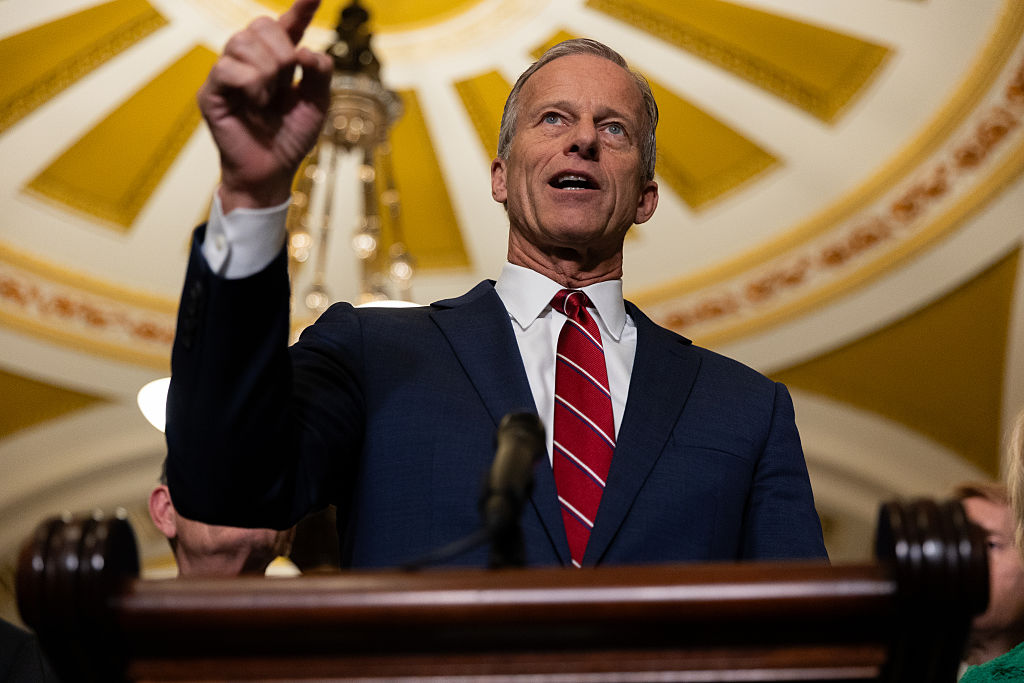 Thune said that a compromise budget resolution doesn’t have 50 votes to pass the Senate yet, and that’s the holdup in getting it to the floor.