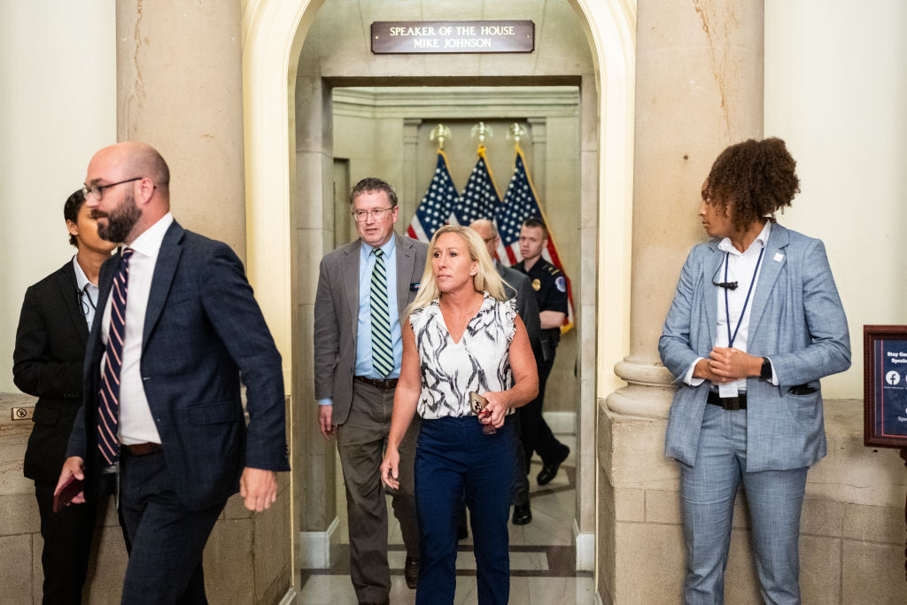 MTG and Massie walk out of Johnson's office.