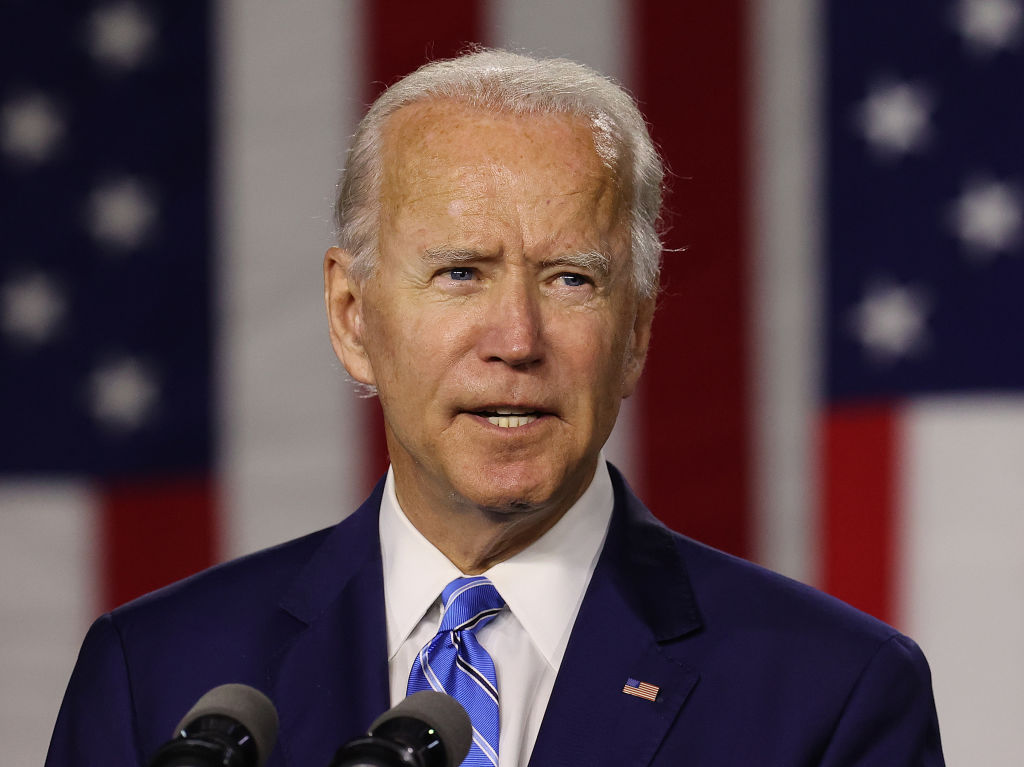Democratic presidential candidate former Vice President Joe Biden speaks at the Chase Center July 14, 2020 in Wilmington, Delaware.