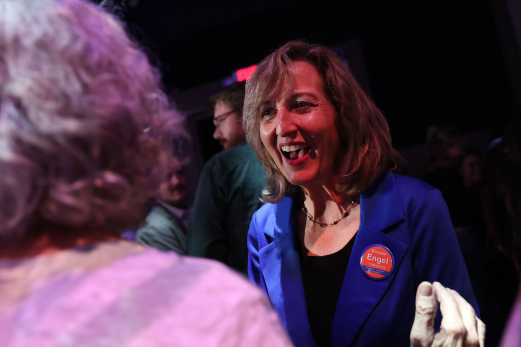 Kirsten Engel (D-AZ) attends an election night rally