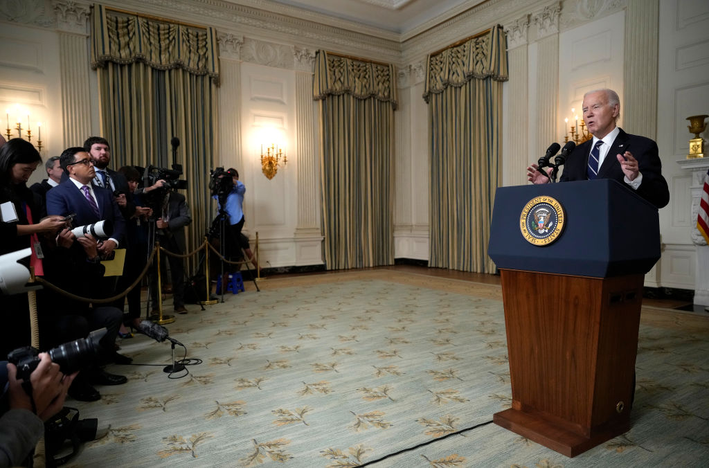 U.S. President Joe Biden delivers remarks on the Hamas terrorist attacks