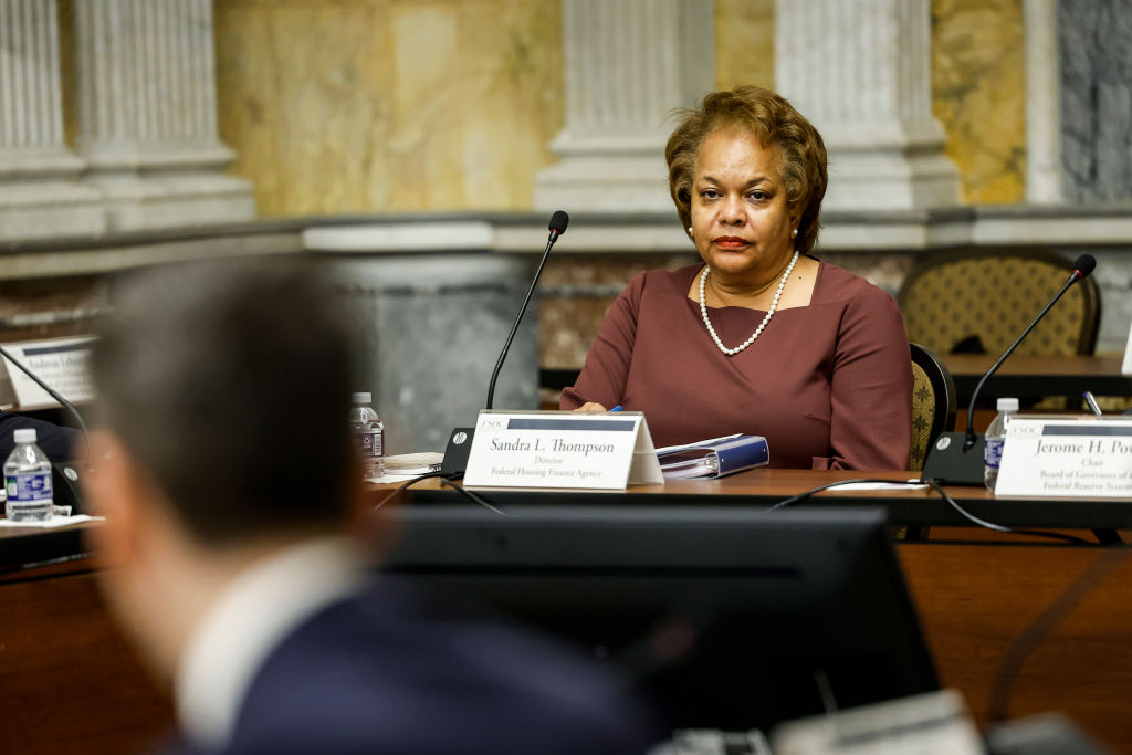 Sandra Thompson, director of the Federal Housing Finance Agency, listens during a meeting at the Treasury Department